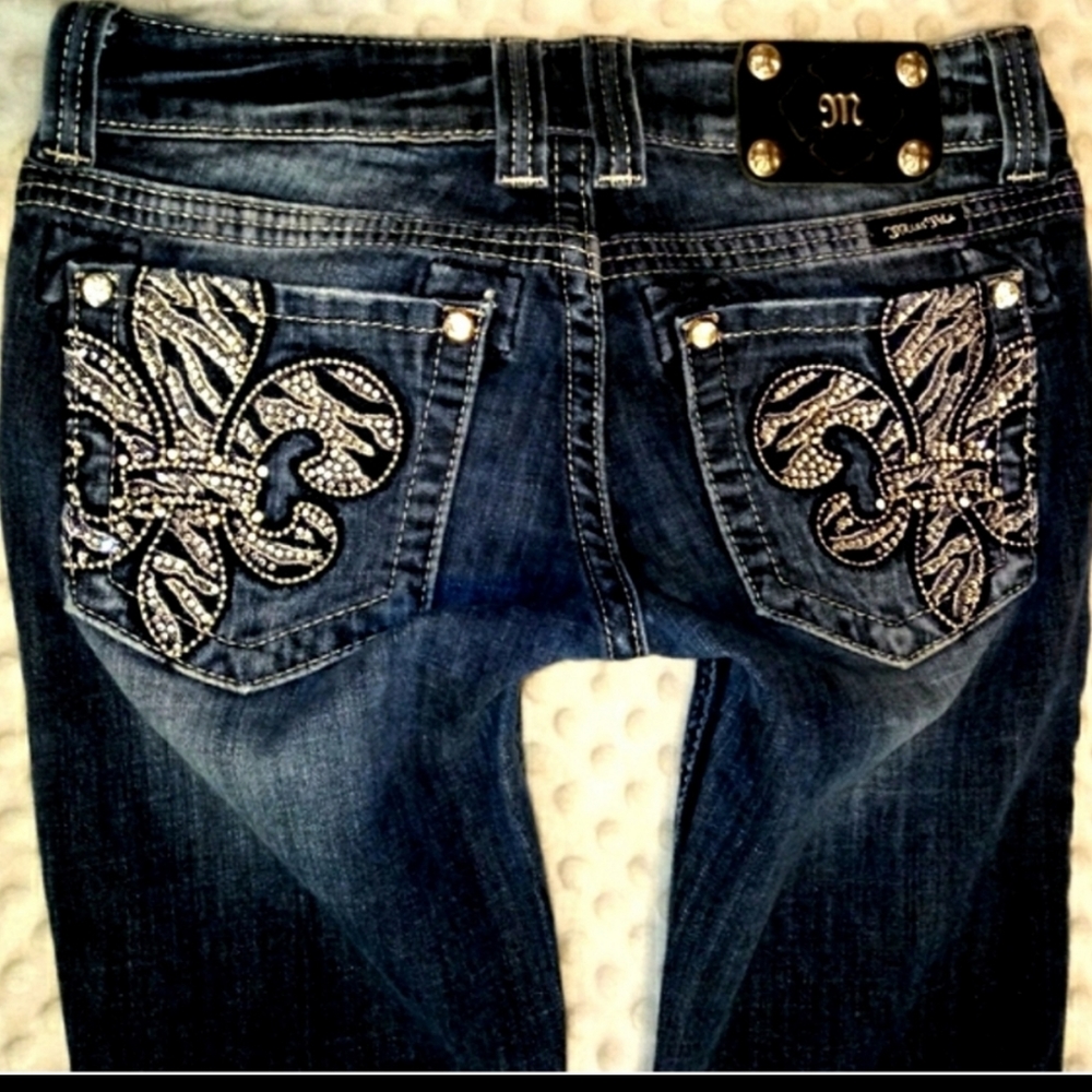 Miss Me Jeans Size 27 Low Rise Boot Cut Le Fleur - Picture 6 of 12